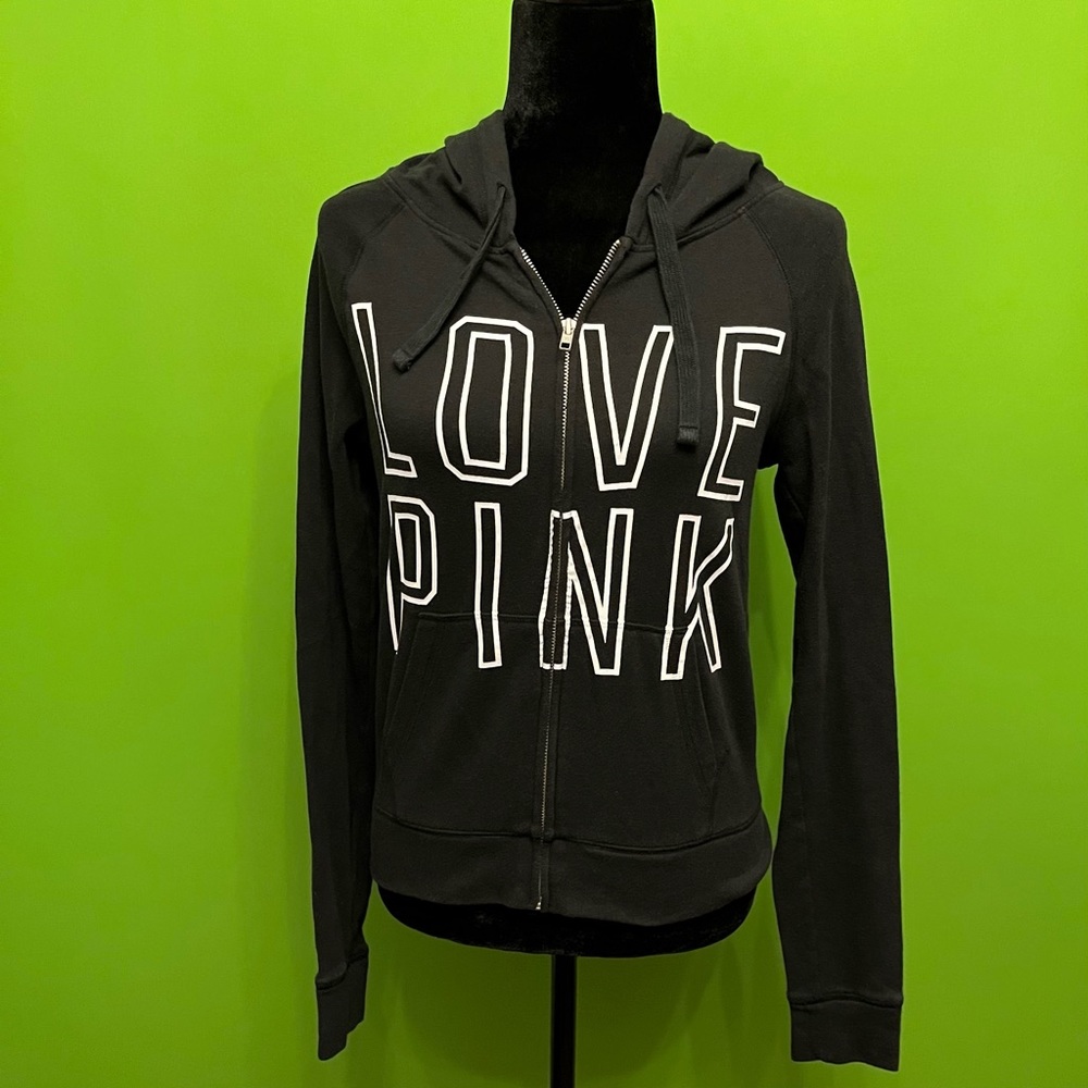 Pink victorias secret Love Pink Black Hoodie, Size Xs